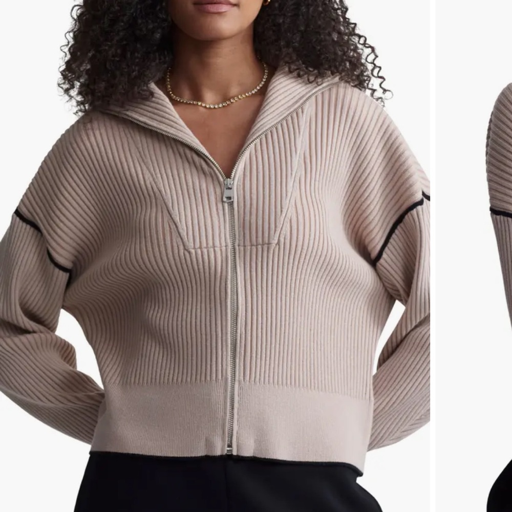 Carmen Rib Knit Zip-Up Cardigan Varley